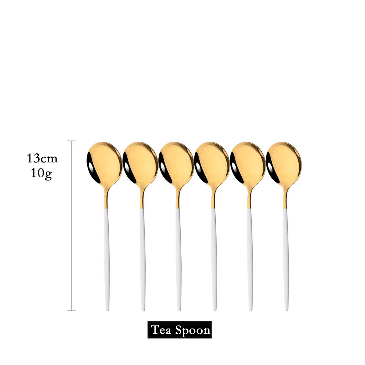 Coffee Tea Game - 6 stuks spiegel wit goud theelepel