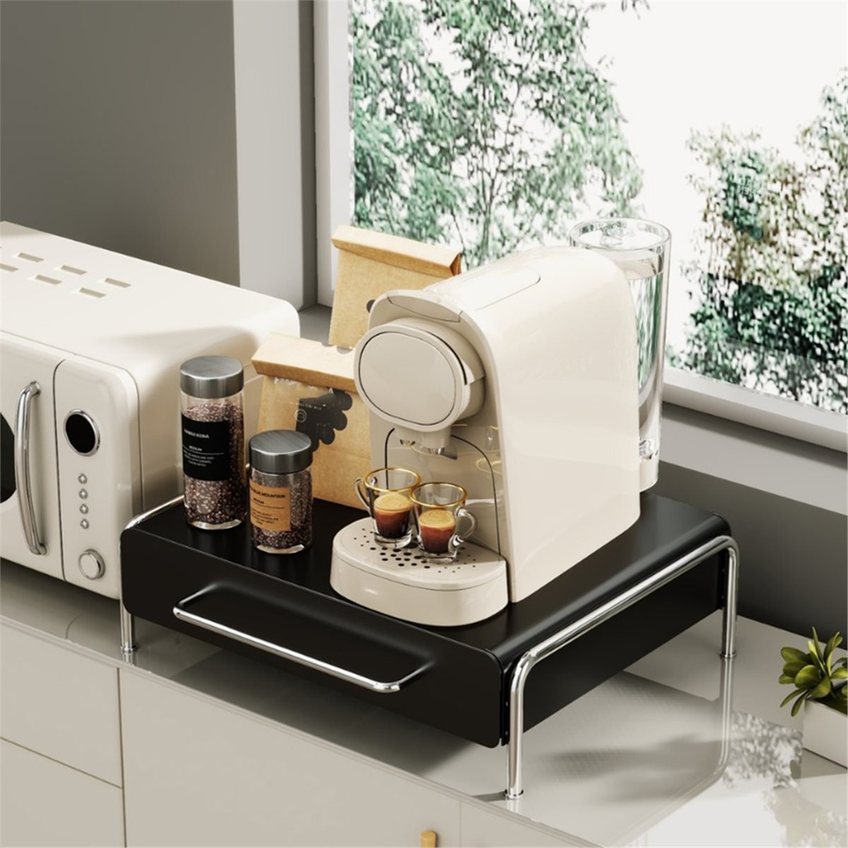 Coffee Tea Drawer Organizer - fitfit Elegante metalen koffiepodhouder met lade