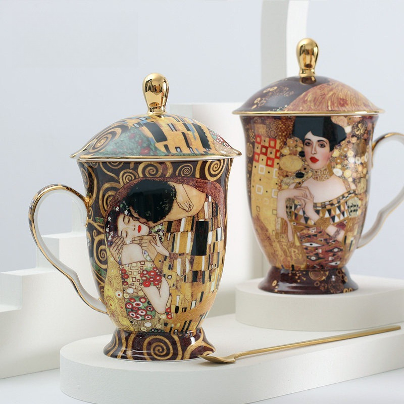 Coffee Tea Chocolate - Europese keramische mok met deksel en