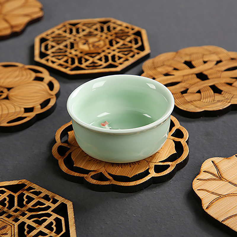 Coffee Tea Cups - Creatieve Lotusbloem Onderzetters Houten Ronde Kop