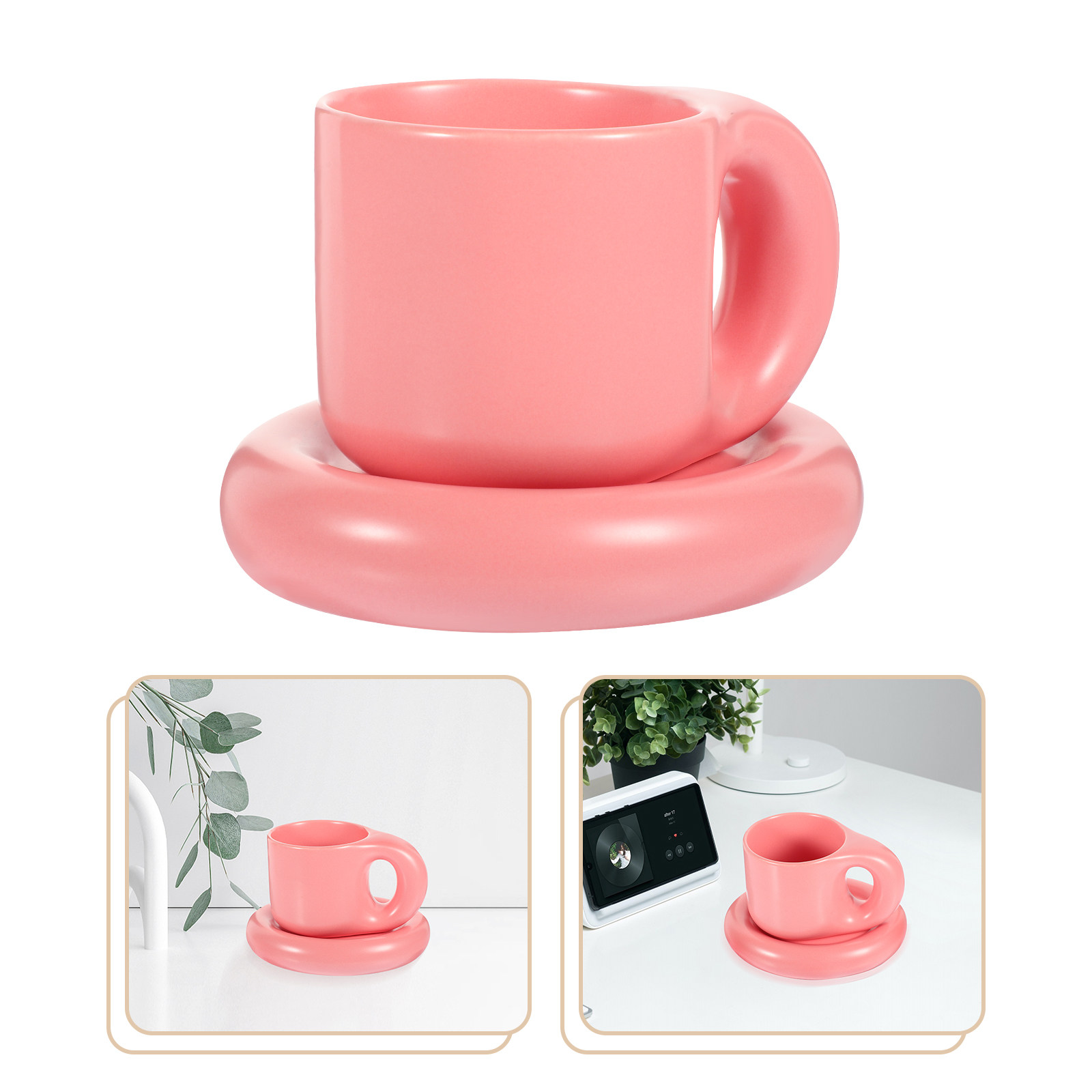 Coffee Tea Chocolate - Keramisch koffiekopjesset met schoteltje voor warme