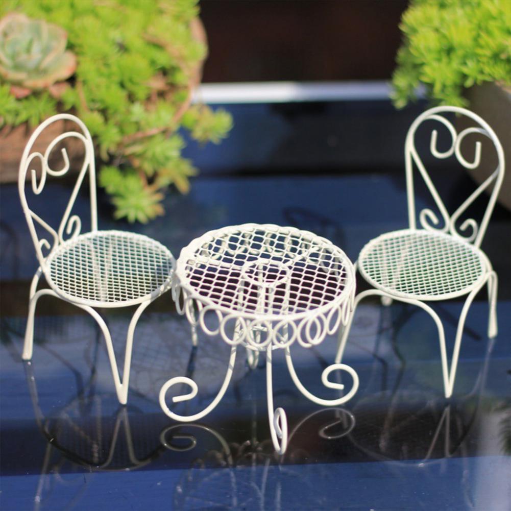 Coffee Tea Gardens - Poppenhuis miniatuur bistrotafel/stoelen/strand metalen 1:12 schaalminiaturen,