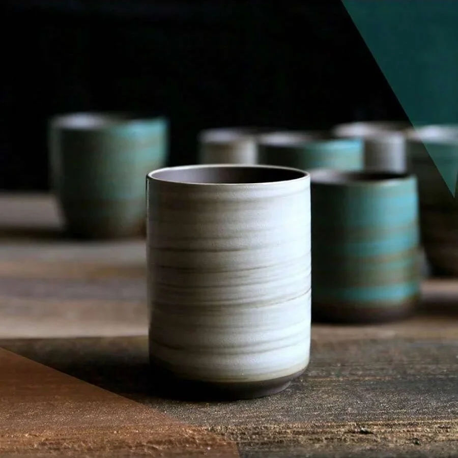 Coffee Tea Cups - Handgeschilderde Crackle Glaze Stoneware Mok, Vintage