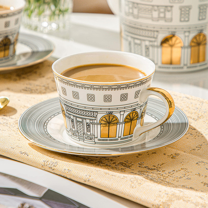 Tea Coffee Pot Set - Architecturale kop en schotel koffiemok Europese