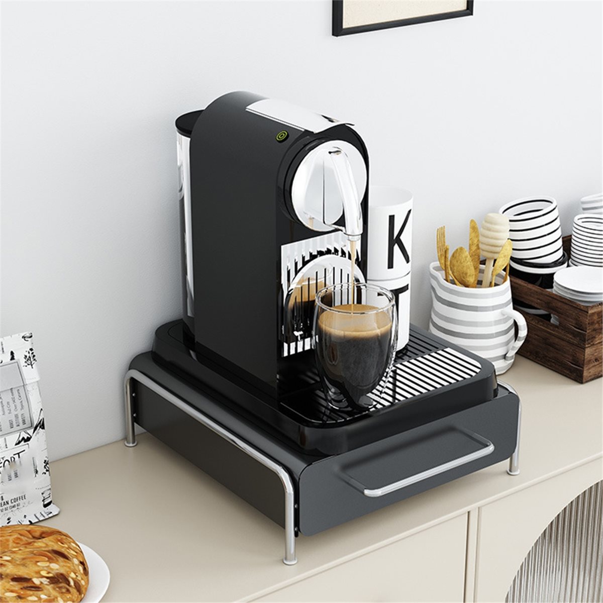 fitfit Elegante metalen koffie - Coffee Tea Drawer Organizer recensie en prijs