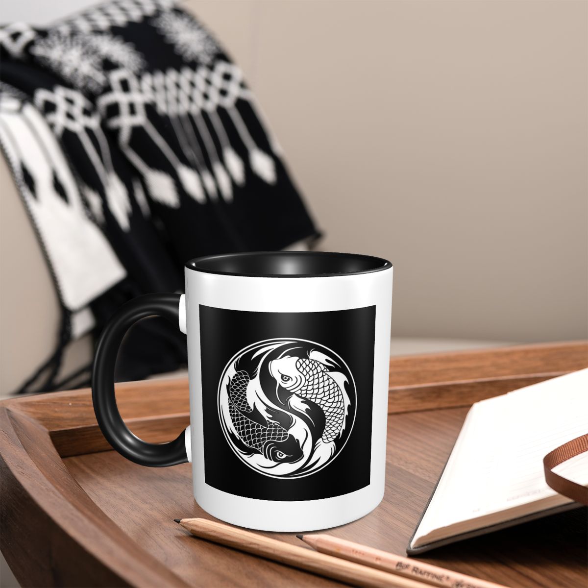 Zwart-wit Yin Yang Koi Vis Mok - Coffee Tea Yin Yang recensie en prijs